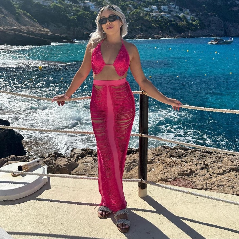 Cute pink fringe set